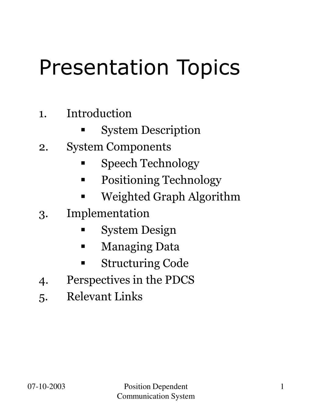 presentation general topics list