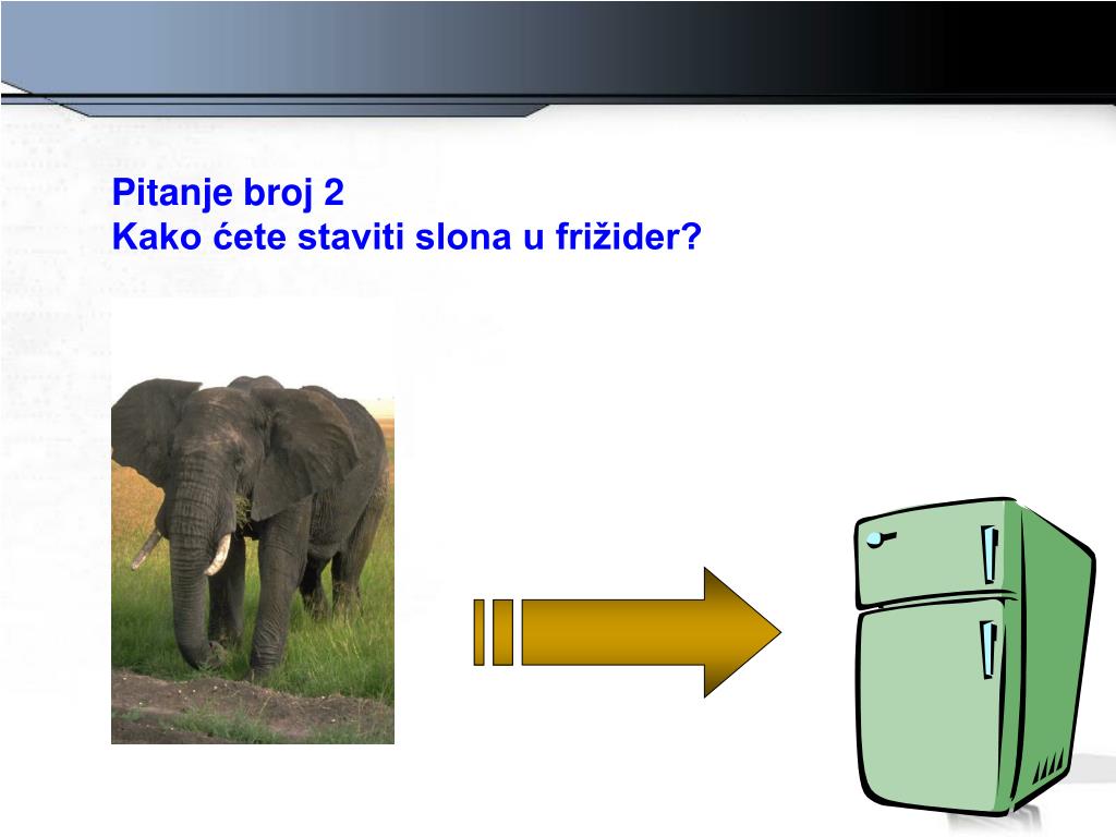 PPT - Pitanje broj 1 Kako staviti žirafu u frižider? PowerPoint  Presentation - ID:5301036