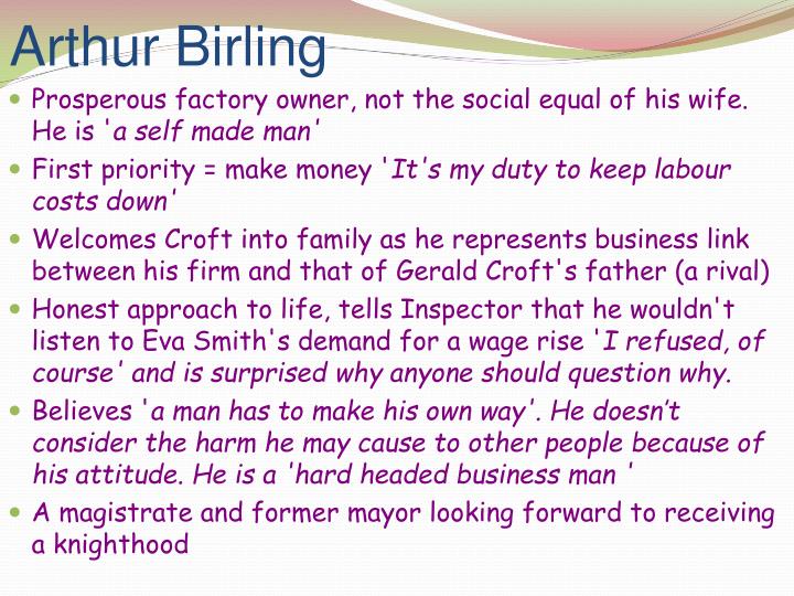 an introduction to the life of eva smith and arthur birling Read this essay on mr birling in inspector calls introduction birling is the following the realization of the part she has played in eva smith's life. an introduction to the life of eva smith and arthur birling Read this essay on mr birling in inspector calls introduction birling is the following the realization of the part she has played in eva smith's life.