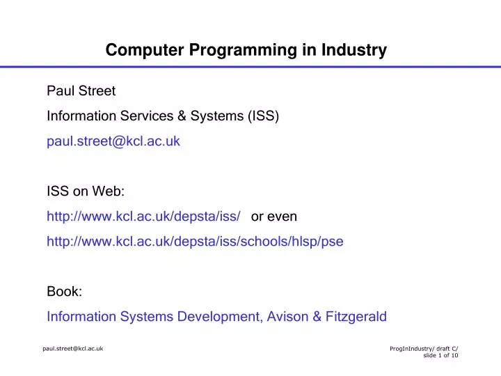 PPT - Computer Programming in Industry PowerPoint Presentation, free ...