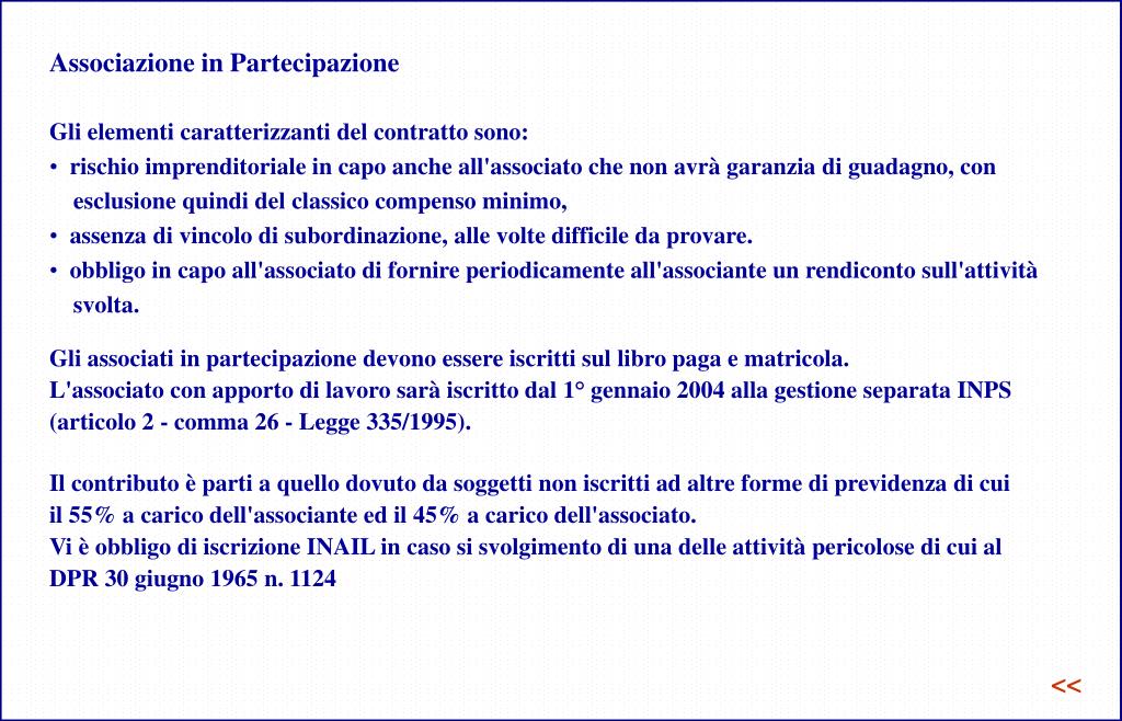Associazione In Partecipazione Con Apporto Di Lavoro PPT - I CONTRATTI DI LAVORO PowerPoint Presentation, free download - ID