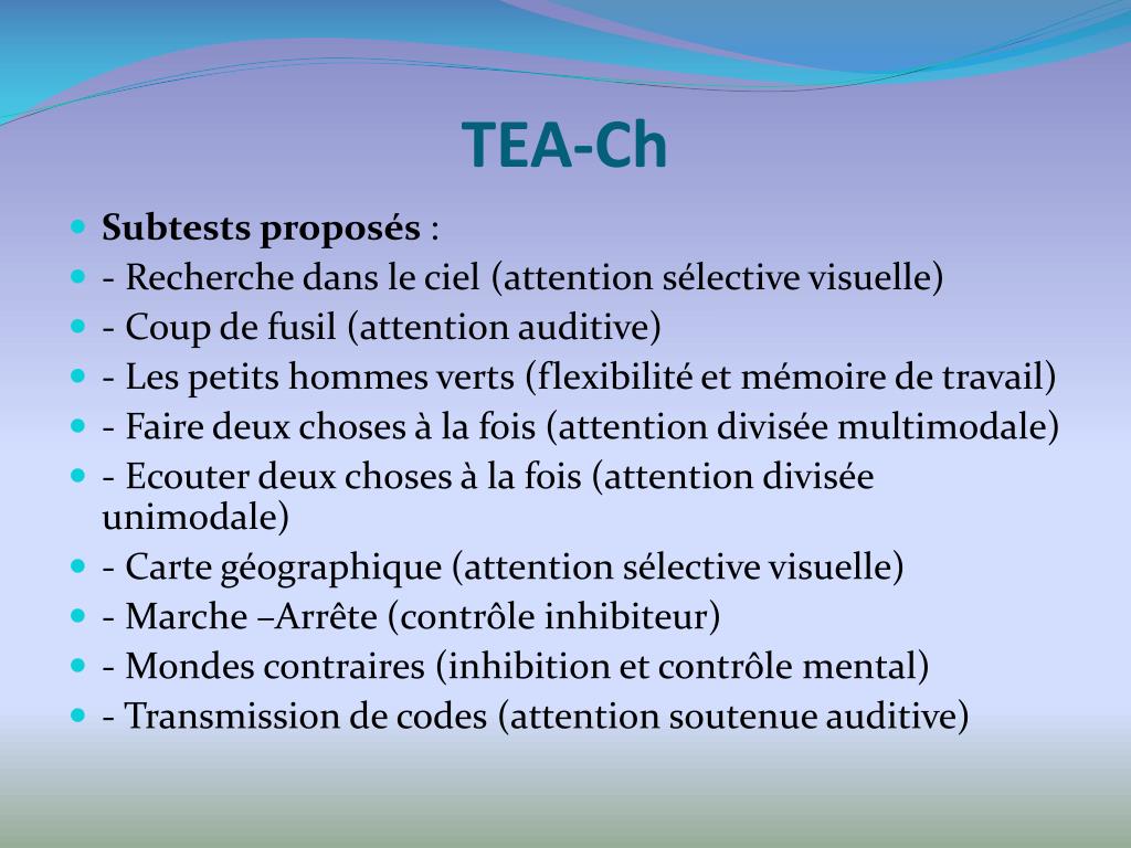 PPT KITAP et TEACh 2 outils d’évaluation de l’attention chez les