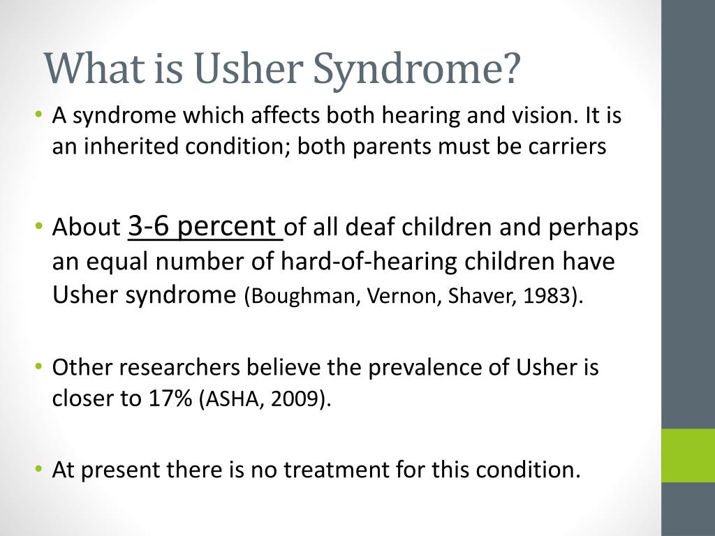 PPT Usher Syndrome PowerPoint Presentation, free download ID2014829