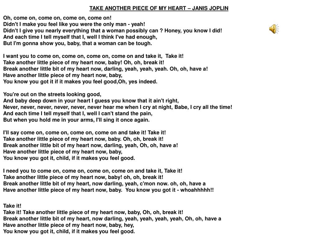 Janis Joplin - Piece of My Heart Lyrics 