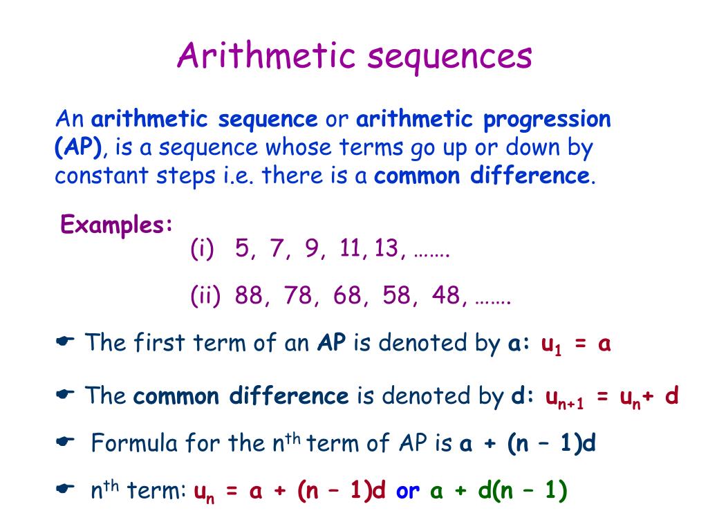 PPT - Arithmetic sequences PowerPoint Presentation, free download