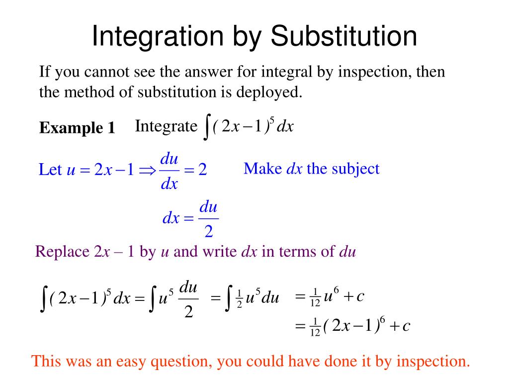 PPT - Integration by Substitution PowerPoint Presentation, free download -  ID:5312186