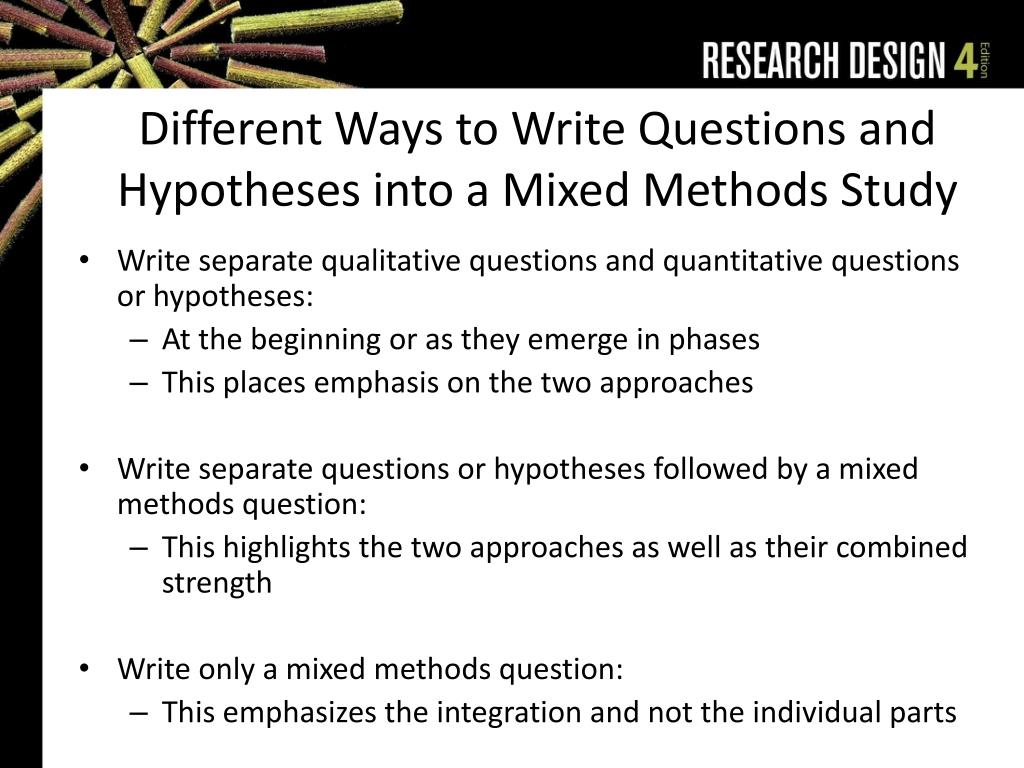writing mixed methods research questions