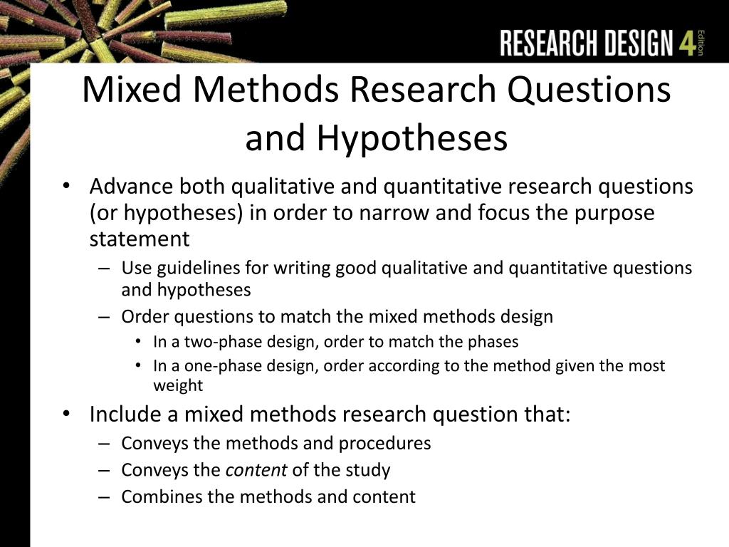 writing mixed methods research questions