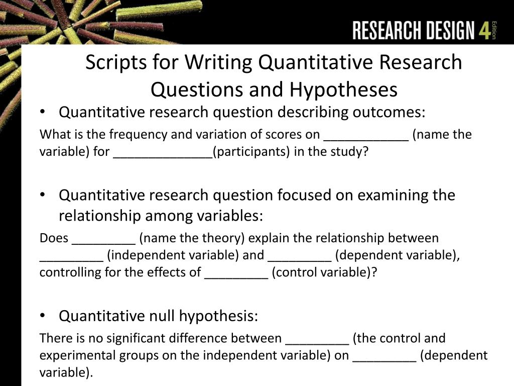 quantitative research question and hypothesis examples