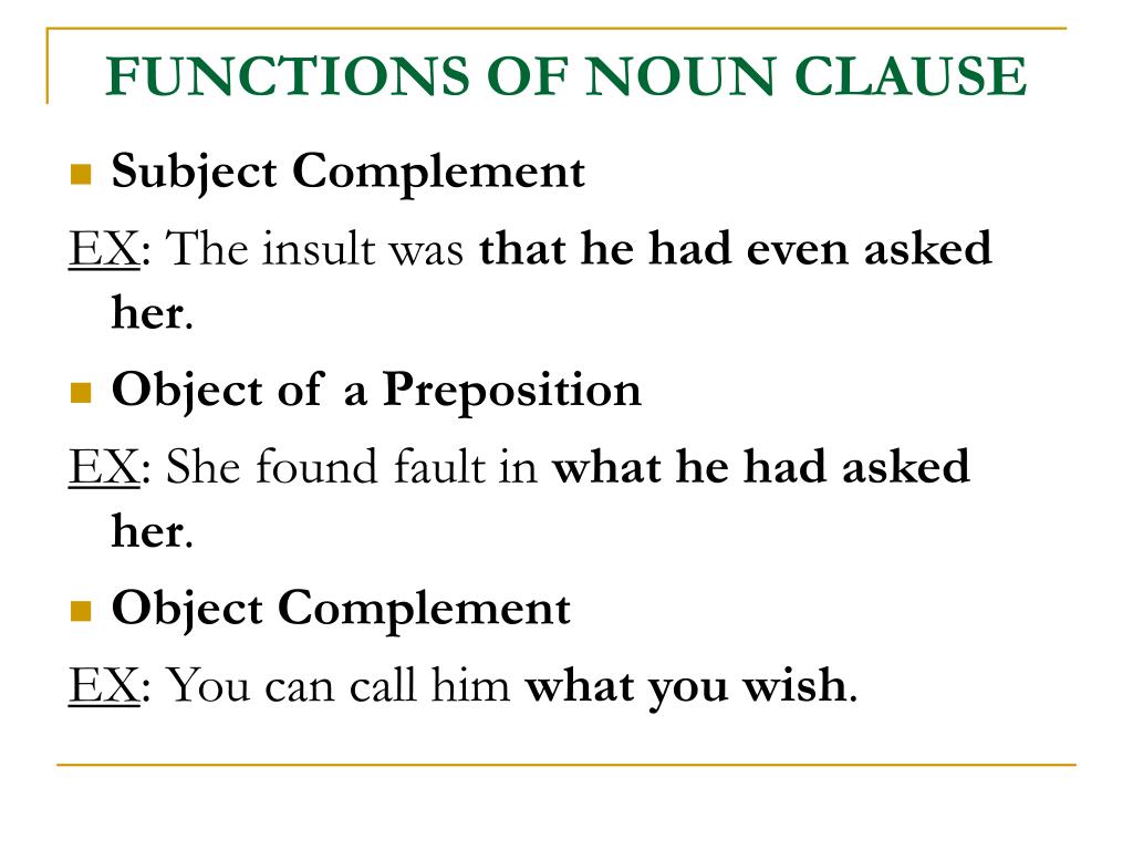 Noun Clause Examples Noun Clause Kathleen Pereve