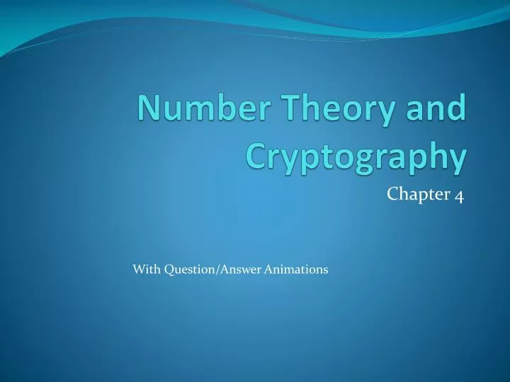 number theory and cryptography n.