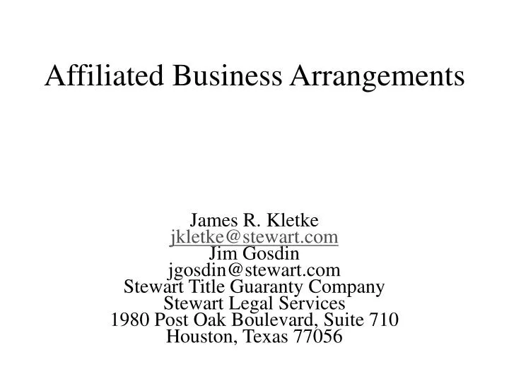 affiliated business arrangements n.