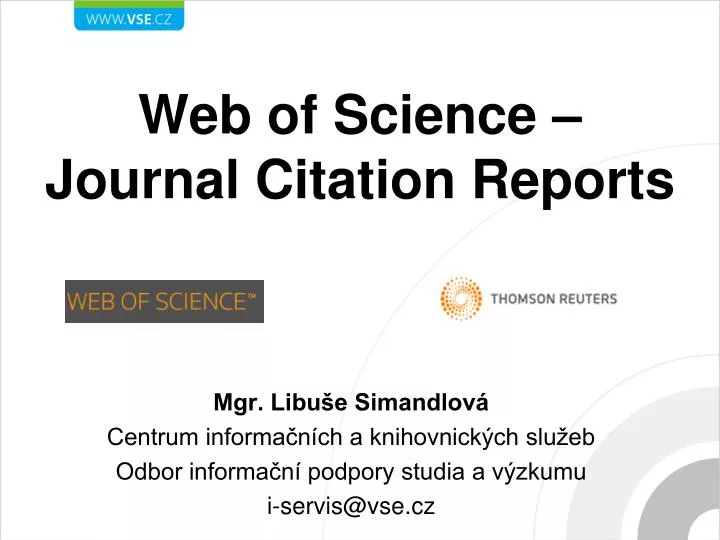 PPT Web of Science Journal Citation Reports PowerPoint Presentation