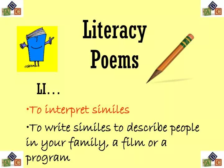 PPT - Literacy Poems PowerPoint Presentation, free download - ID:5321414