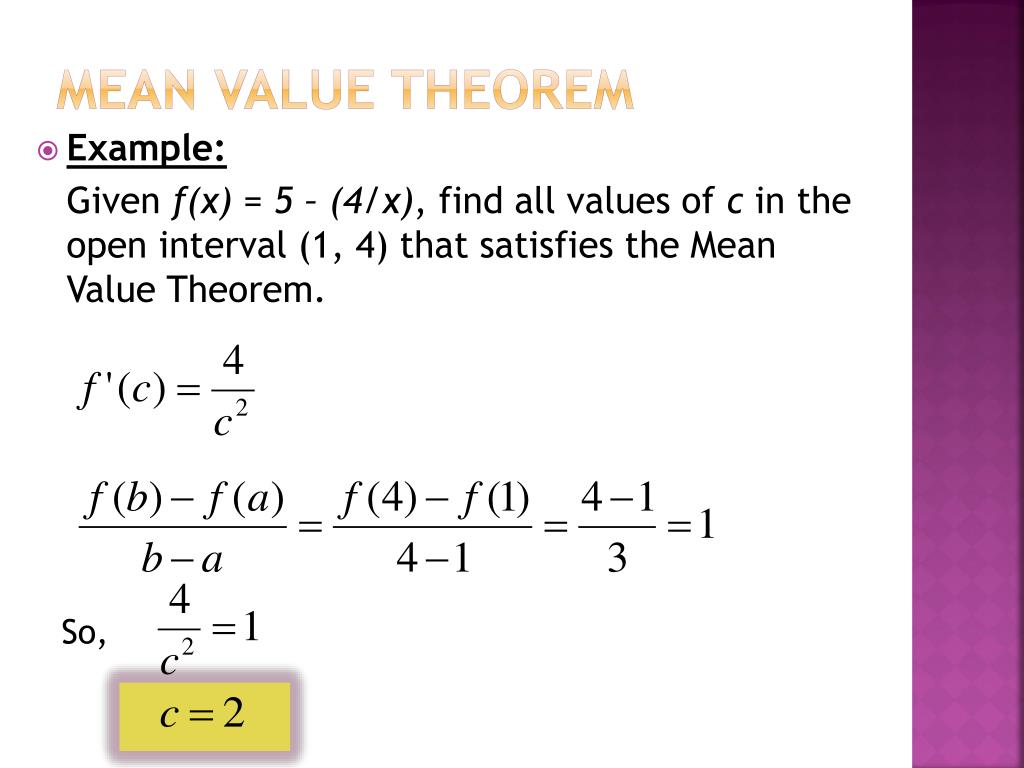 the mean value theorem homework 5.1