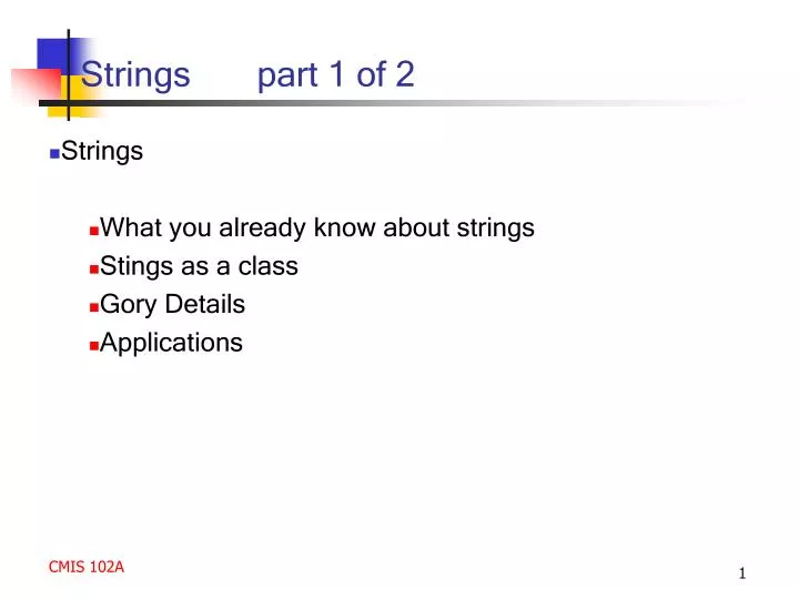 PPT Strings part 1 of 2 PowerPoint Presentation, free download ID5324728