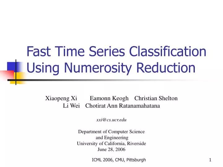 fast time series classification using numerosity reduction n.