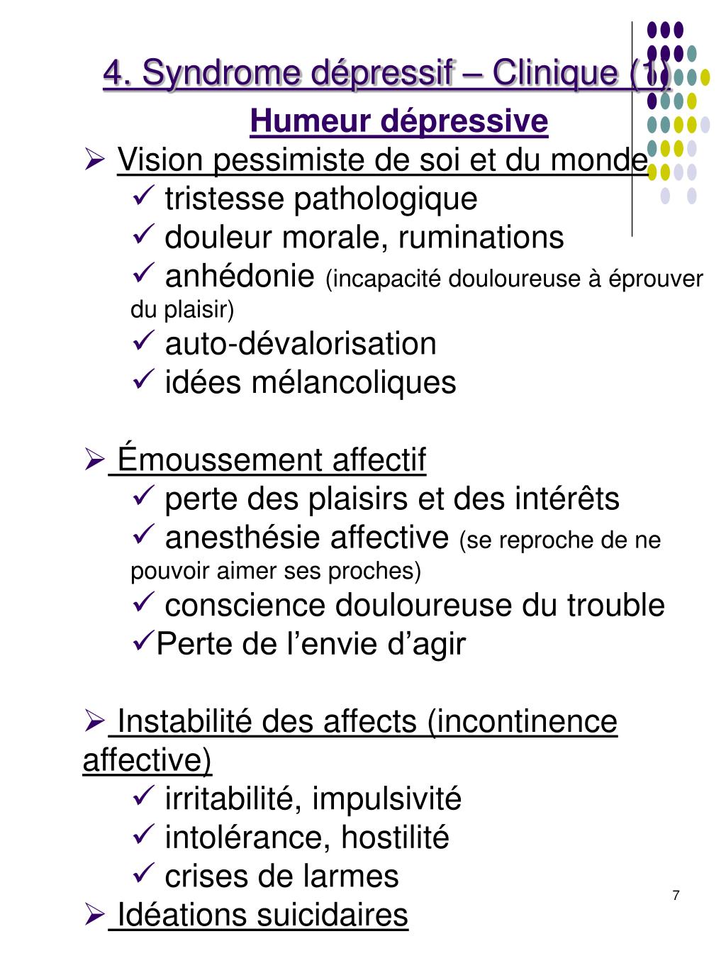 PPT - Syndrome dépressif PowerPoint Presentation, free download - ID ...