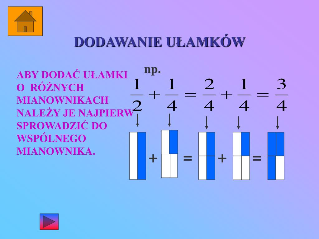 Czy W Dodawaniu Ułamków Sprowadzamy Do Wspólnego Mianownika PPT - DZIAŁANIA NA UŁAMKACH ZWYKŁYCH PowerPoint Presentation, free