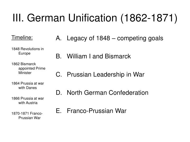 bismarcks unification of germany 1862 1871 essay Germany became a modern, unified nation under the leadership of the “iron chancellor” otto von bismarck (1815-1898), who between 1862 and 1890 effectively ruled first prussia and then all of germany. bismarcks unification of germany 1862 1871 essay Germany became a modern, unified nation under the leadership of the “iron chancellor” otto von bismarck (1815-1898), who between 1862 and 1890 effectively ruled first prussia and then all of germany.