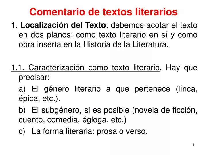 juguete Sermón reparar PPT - Comentario de textos literarios PowerPoint Presentation, free  download - ID:5333333