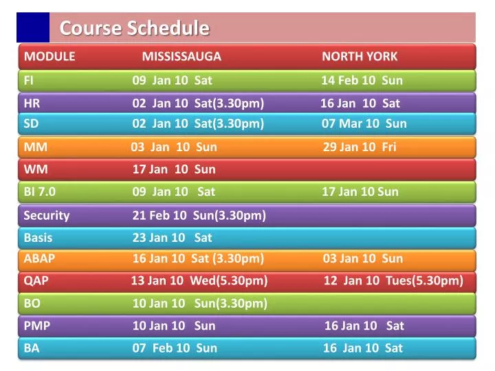 PPT Course Schedule PowerPoint Presentation, free download ID5333994