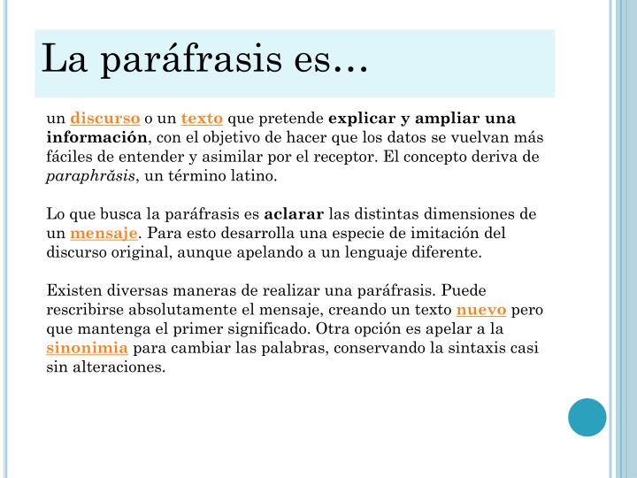 PPT - LA PARÁFRASIS Y SUS TIPOS PowerPoint Presentation - ID:5334567