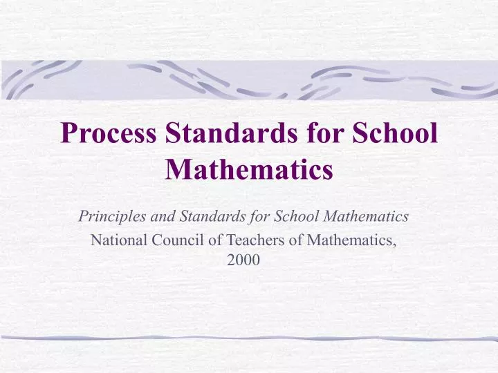 process standards for school mathematics n.