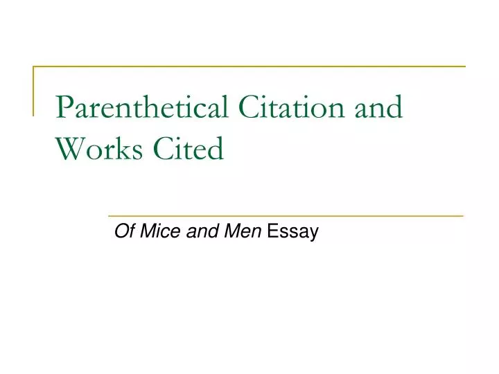 parenthetical citation in an essay