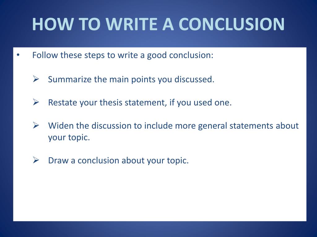 how to write conclusion in presentation