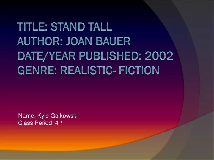 Joan bauer stand tall book