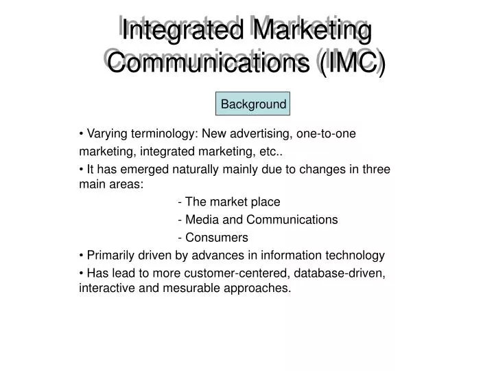 integrated marketing communications imc n.