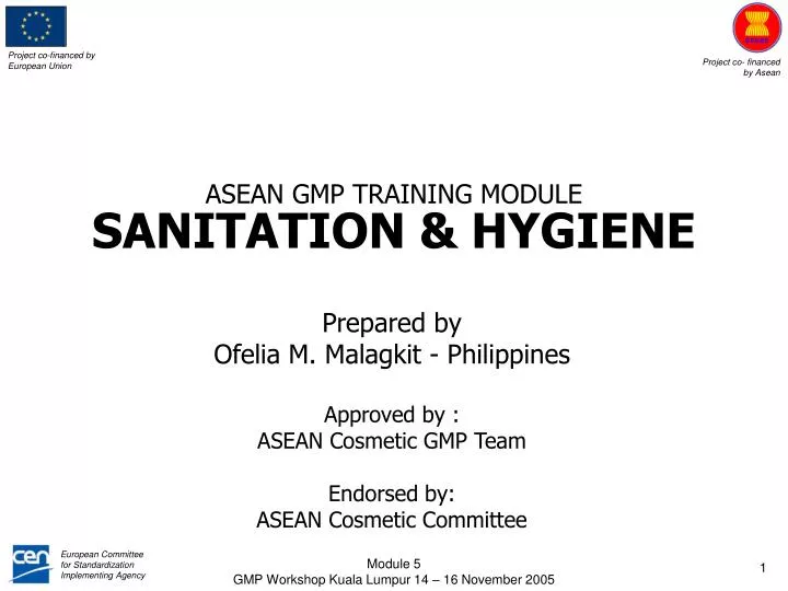 PPT ASEAN GMP TRAINING MODULE SANITATION & HYGIENE PowerPoint Presentation ID5345431