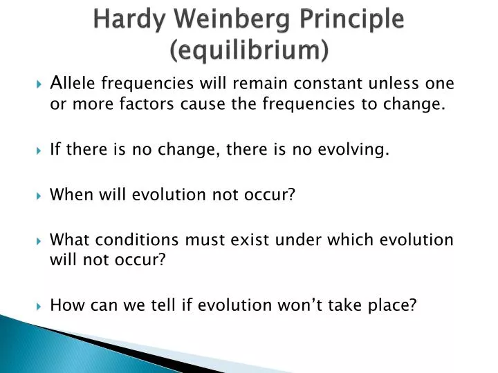 hardy weinberg equilibrium principle ppt presentation