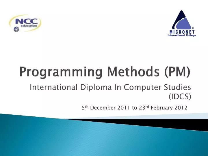 PPT - Programming Methods (PM) PowerPoint Presentation, free download ...