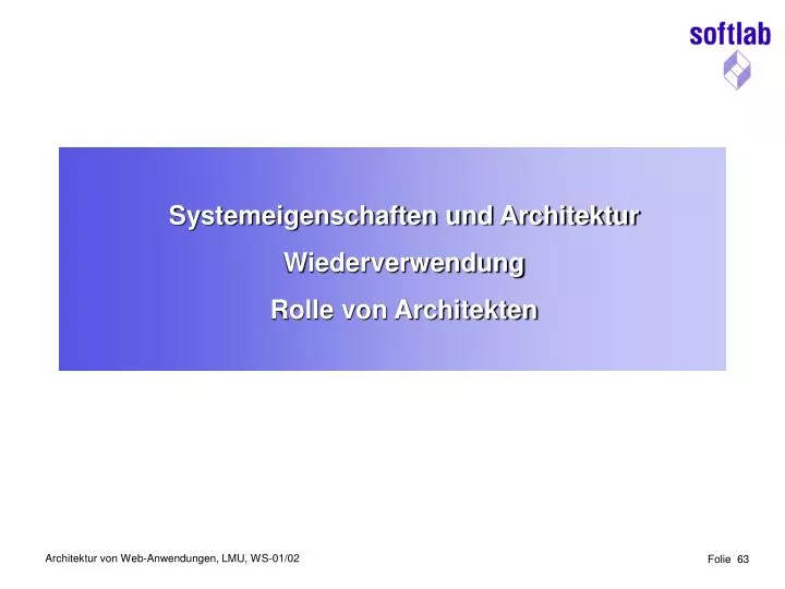 Ppt Systemeigenschaften Und Architektur Wiederverwendung Rolle Von Architekten Powerpoint Presentation Id 5347477