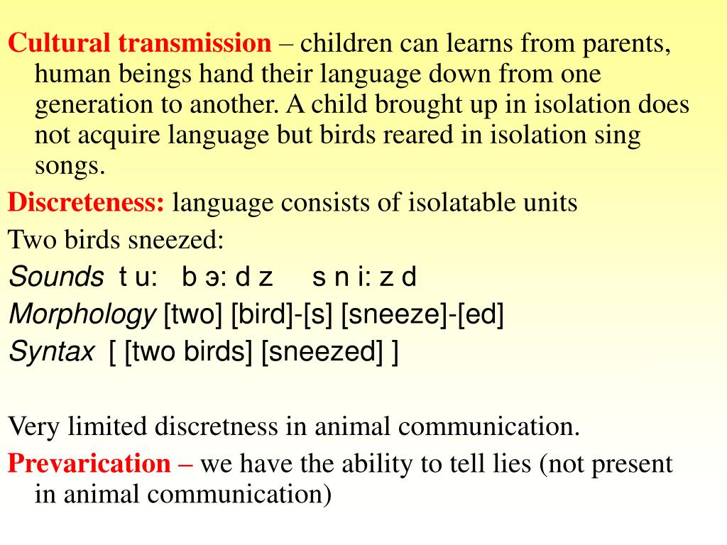 PPT - ANIMAL COMMUNICATION VS. HUMAN LANGUAGE (design features of human language) PowerPoint Presentation - ID:5348759 PPT - ANIMAL COMMUNICATION VS. HUMAN LANGUAGE (design features of human language) PowerPoint Presentation - ID:5348759