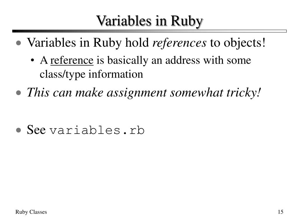 PPT Ruby Objects Classes And Variables PowerPoint Presentation Free 