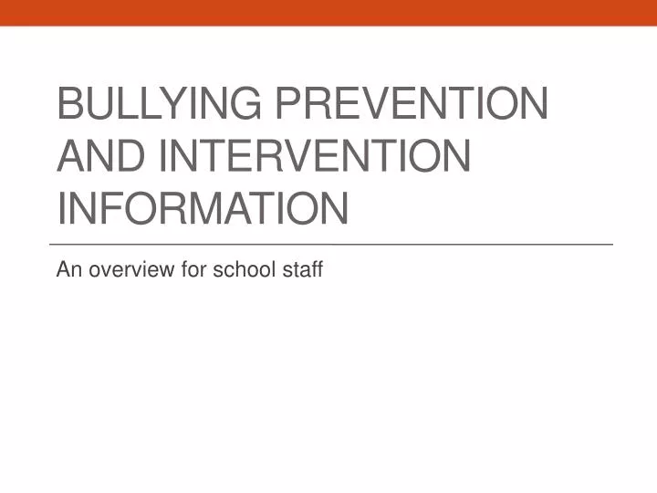 bullying prevention and intervention information n.