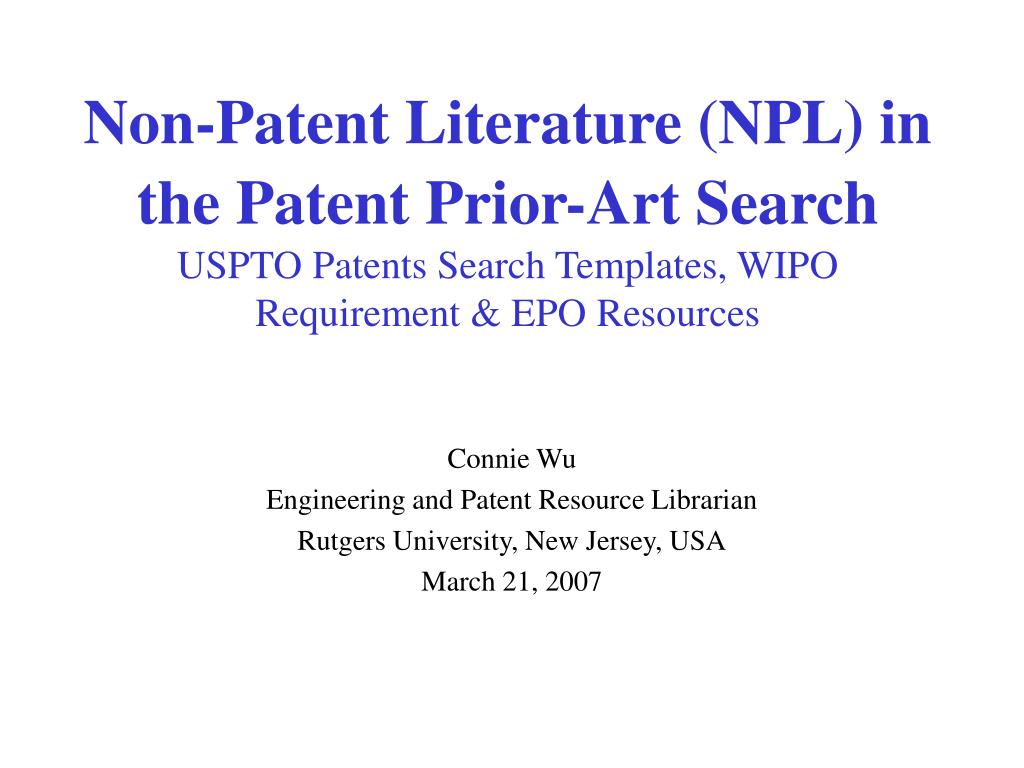 PPT - Connie Wu Engineering and Patent Resource Librarian Rutgers With Rutgers Powerpoint Template