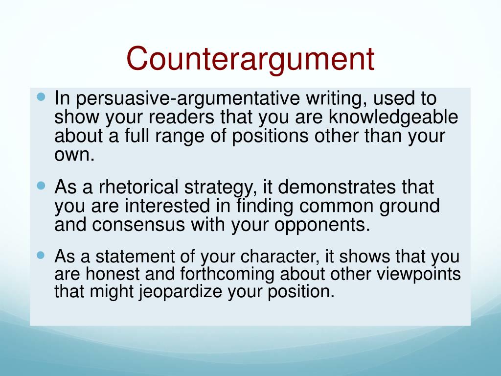 what is a counterargument in a rhetorical essay