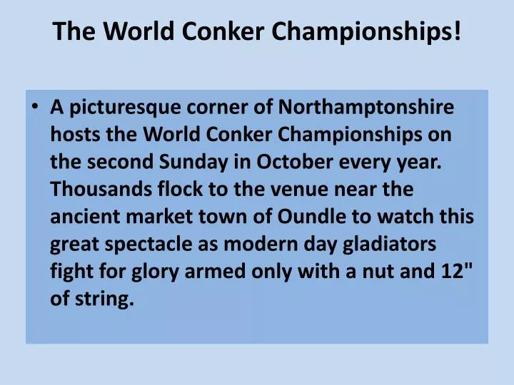 the world conker championships n.