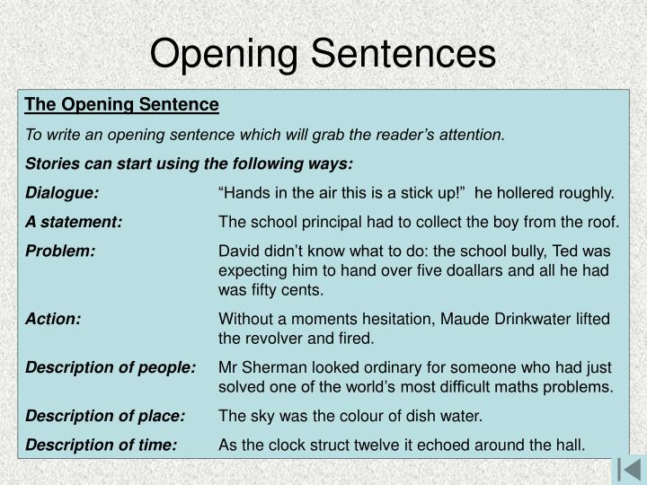 opening sentence presentation