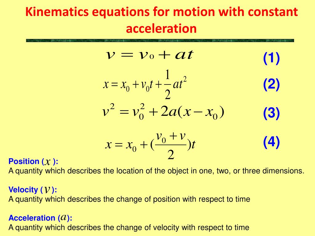 problem solving with kinematics equation 2 class work