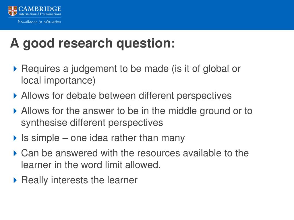good example research questions