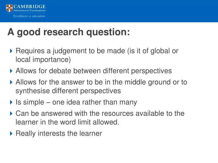 what is an example of a good research question
