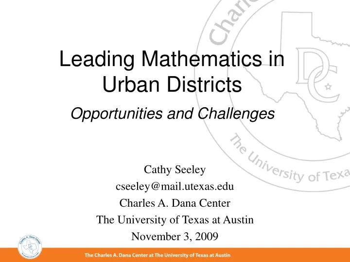 PPT - Leading Mathematics in Urban Districts PowerPoint Presentation ...