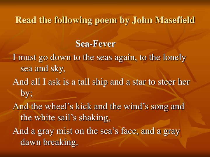 poem i must go down to the sea again