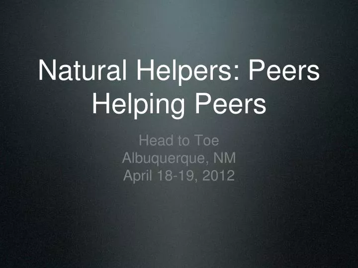 natural helpers peers helping peers n.