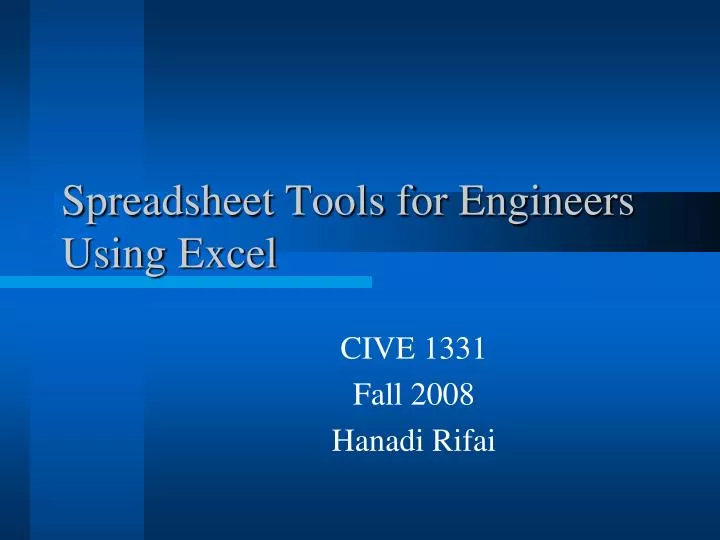 PPT Spreadsheet Tools for Engineers Using Excel PowerPoint